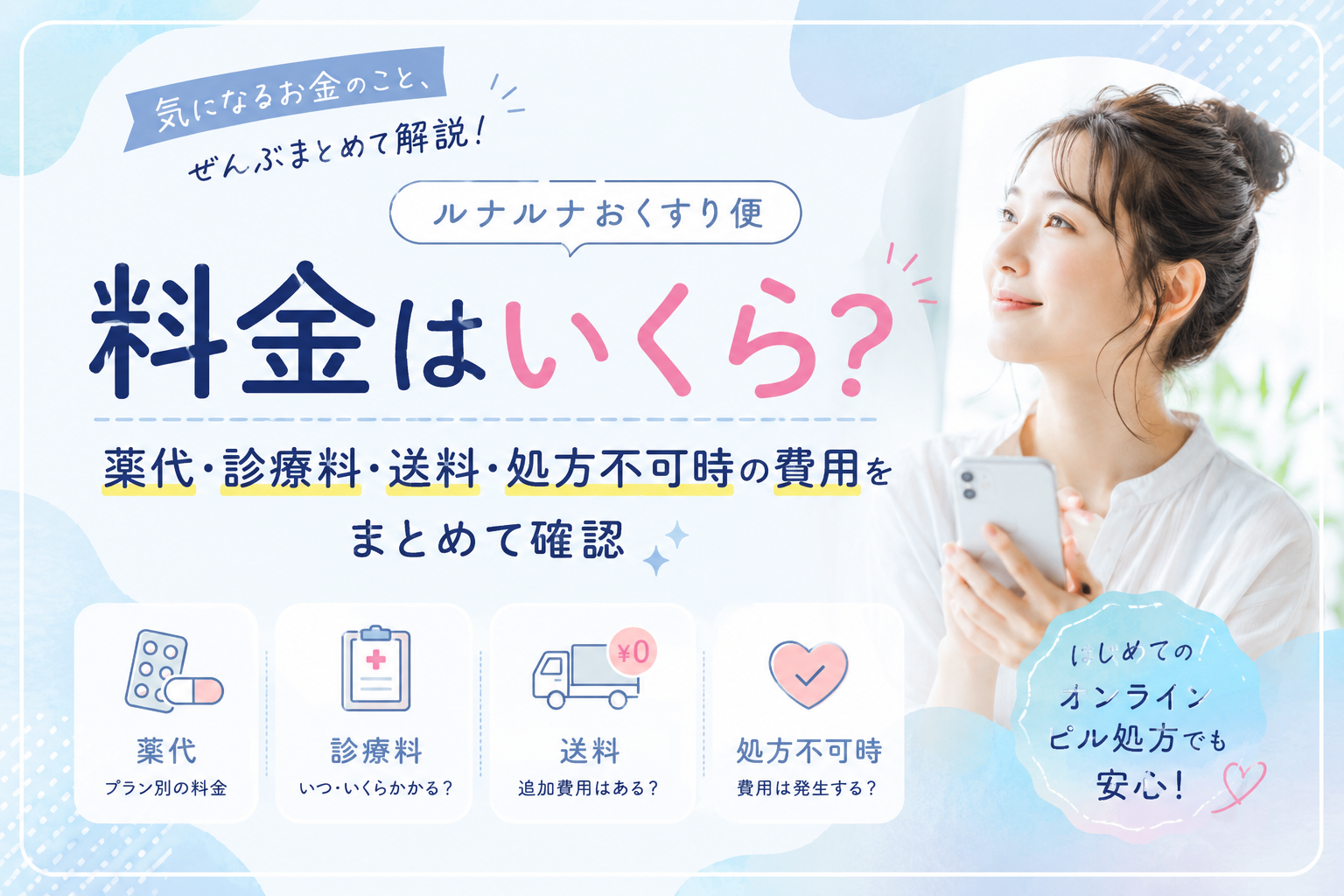 ルナルナおくすり便の低用量ピル定期プランと料金の一覧を確認するイメージ